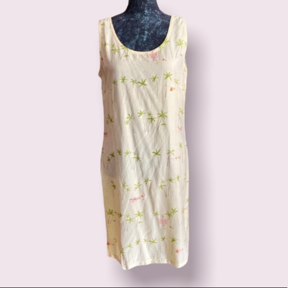 Vintage Line Two Yellow Dress with Palm Trees & Sunbathers